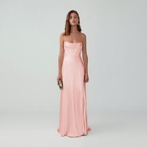 Fame & Partners Long Strappy Draped Gown Blush Pink